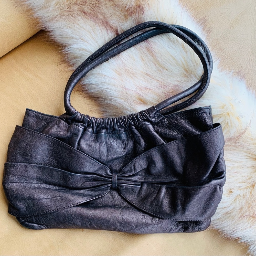 Armani Exchange leather shoulder bag, bow front - Picture 1 of 8
